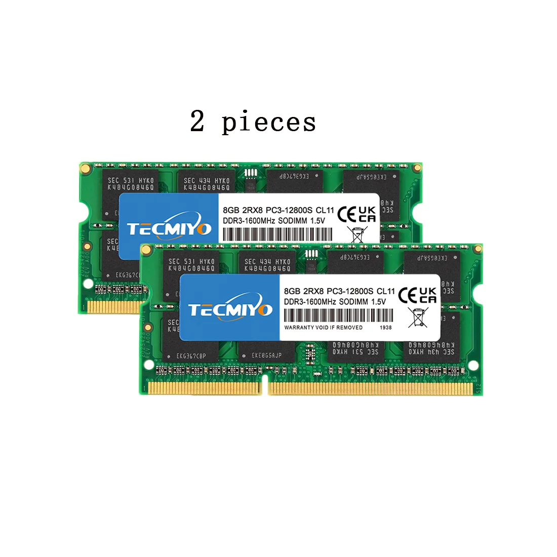 Tecmiyo Ʈ RAM, DDR3, 1600MHz, PC3-12800S, 2RX8, CL11, SODIMM, 1.5V, 204 , ׸, 16GB, 2X, 8GB